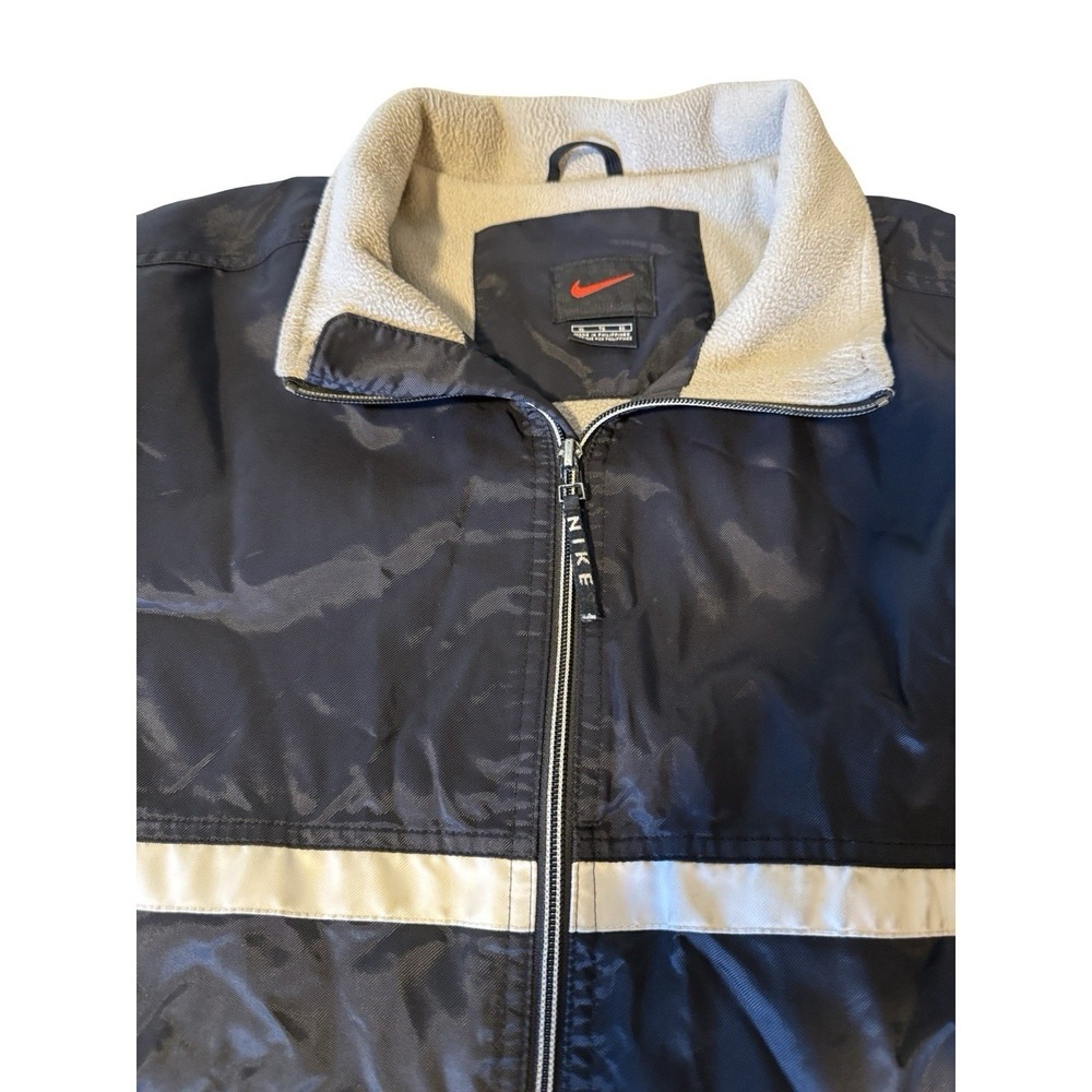 Nike Vintage 1990's Black Full Zip Track Lined Jacket - XXL